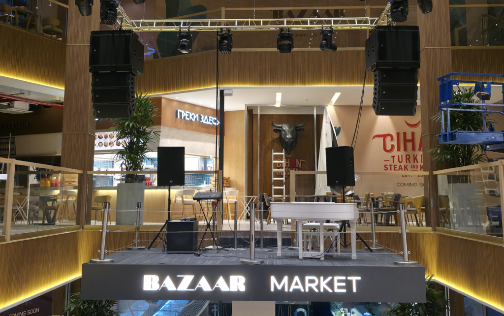 Проектирование и поставка звукоусиления Фудхолл и маркет Bazaar